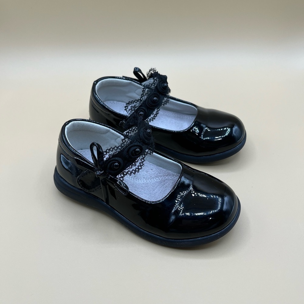 Elegant Black Bowknot Lace Flat Sole Shoes Non‎ Slip Size 10